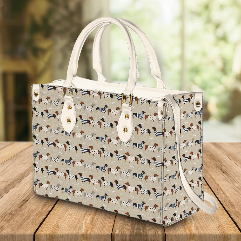 litzzy Personalized Dachshund Purse Leather Bag Handbag For Women Love Dog leather bag   
