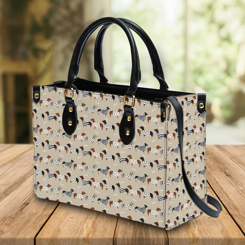 litzzy Personalized Dachshund Purse Leather Bag Handbag For Women Love Dog leather bag   