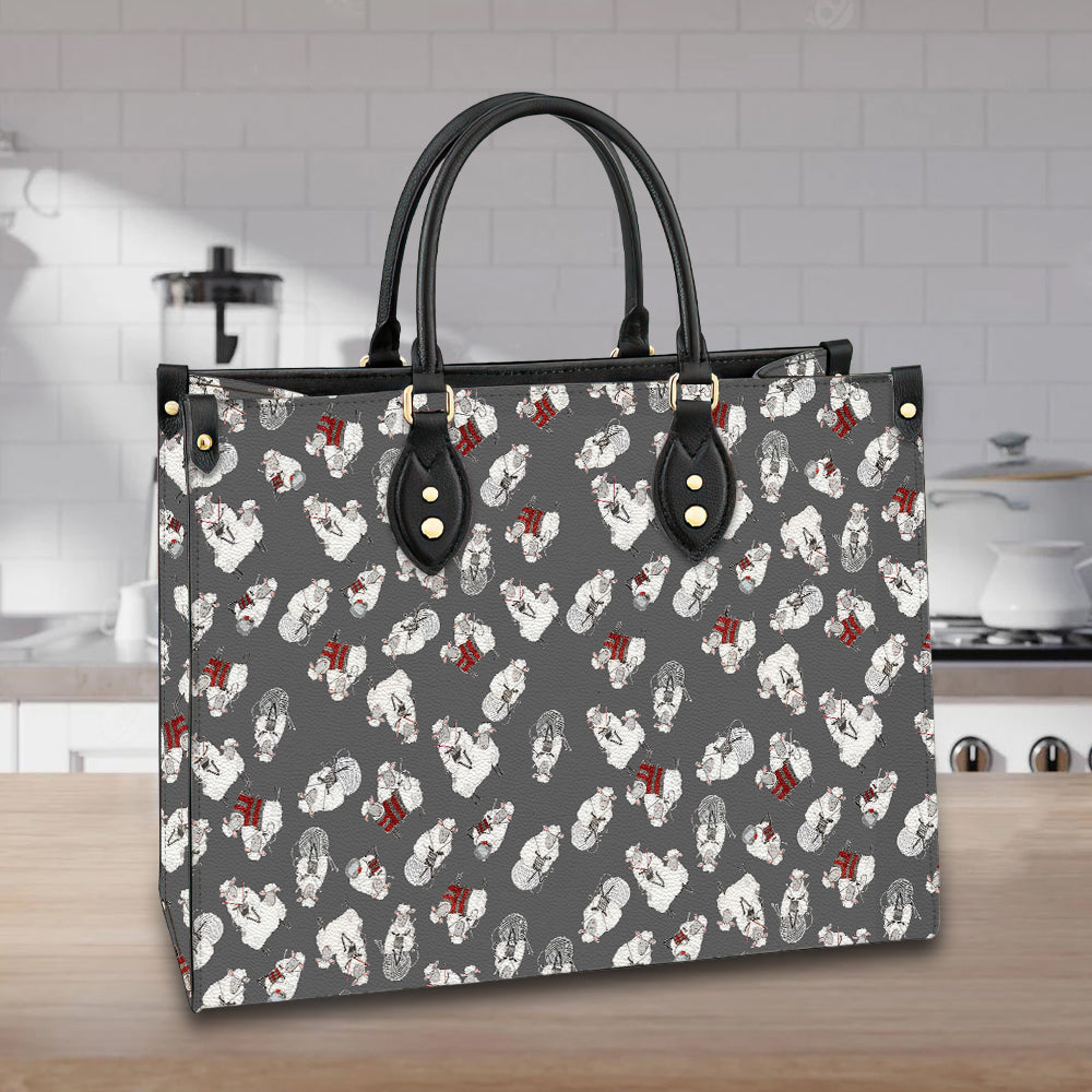 litzzy Personalized Knitting Sheep Purse Leather Bag Funny Handbag For Women leather bag   