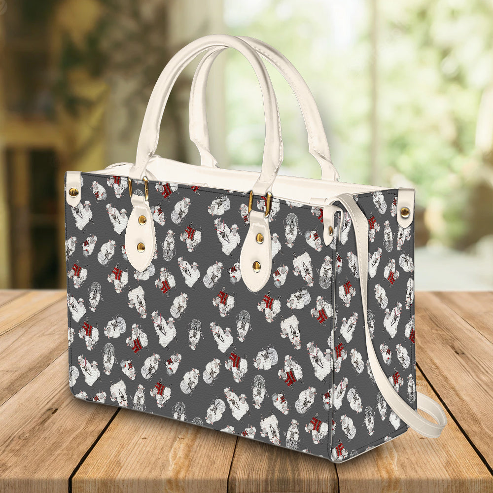 litzzy Personalized Knitting Sheep Purse Leather Bag Funny Handbag For Women leather bag   