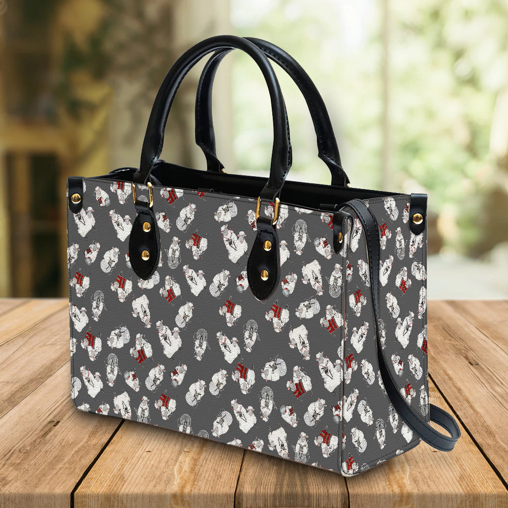 litzzy Personalized Knitting Sheep Purse Leather Bag Funny Handbag For Women leather bag   