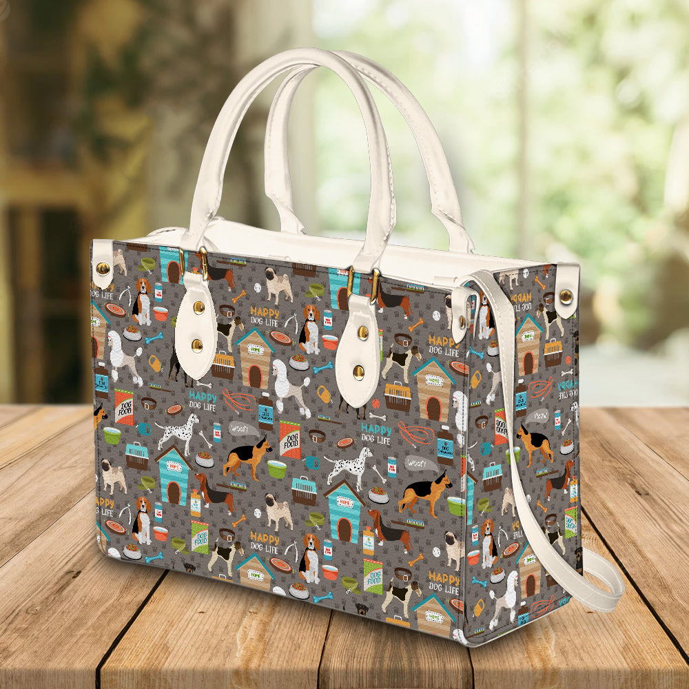 litzzy Happy Dog Life Leather Bag Handbag For Women leather bag   