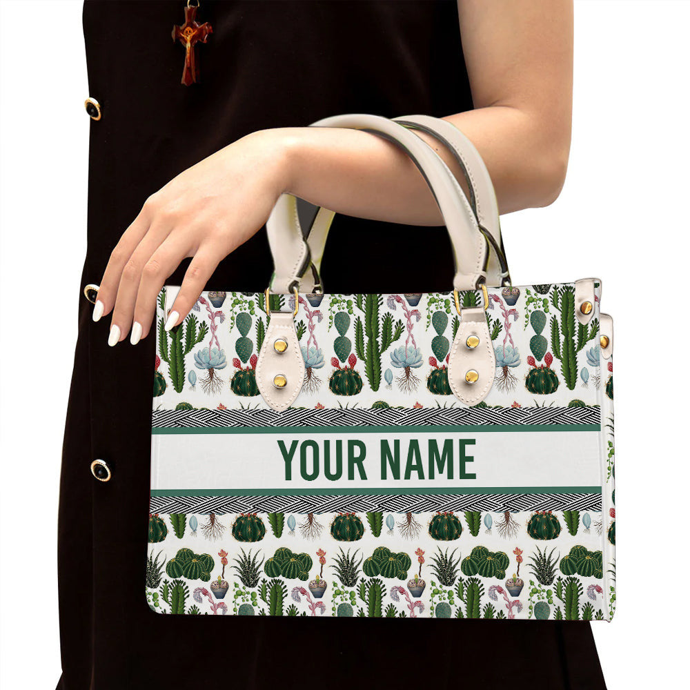 litzzy Personalized Cactus Purse Leather Bag Handbag For Women leather bag White  