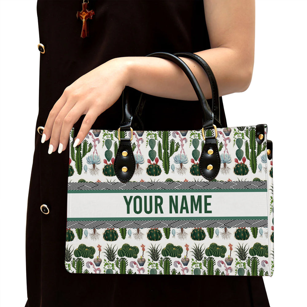 litzzy Personalized Cactus Purse Leather Bag Handbag For Women leather bag Black  