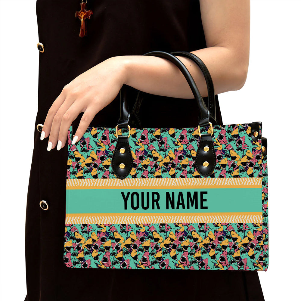 litzzy Personalized Jaws Shark Purse Leather Bag Ocean Handbag For Women leather bag Black  