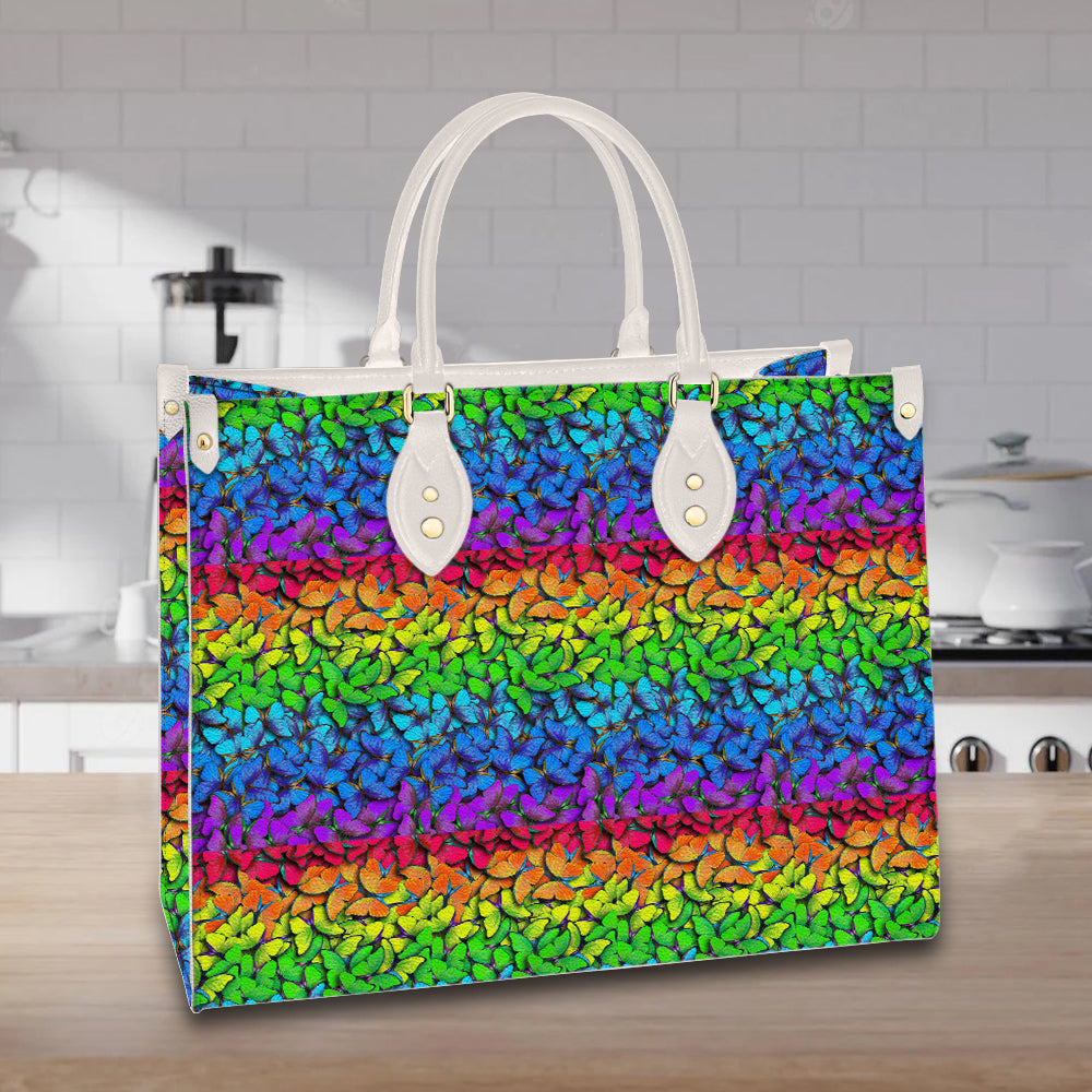 litzzy Personalized Rainbow Butterfly Purse Leather Bag Handbag For Women leather bag   