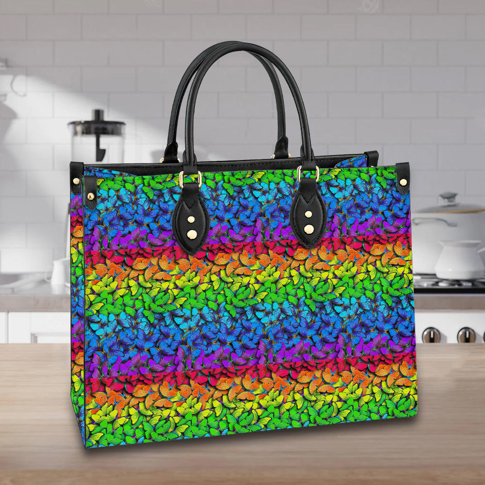 litzzy Personalized Rainbow Butterfly Purse Leather Bag Handbag For Women leather bag   