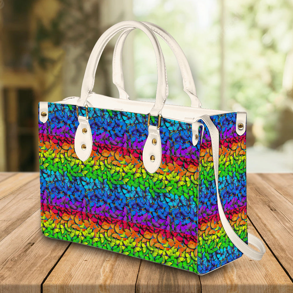 litzzy Personalized Rainbow Butterfly Purse Leather Bag Handbag For Women leather bag   