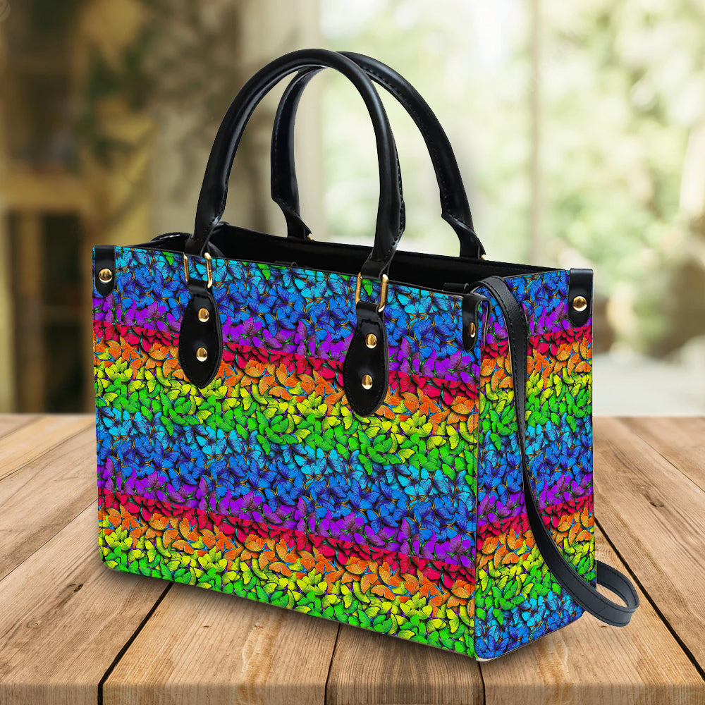 litzzy Personalized Rainbow Butterfly Purse Leather Bag Handbag For Women leather bag   