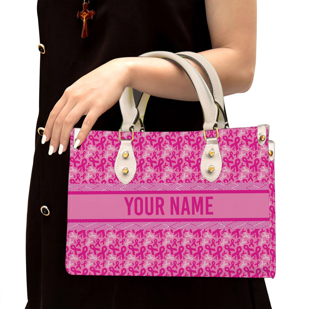 litzzy Personalized Breast Cancer Pink Purse Leather Bag Handbag For Women leather bag White  