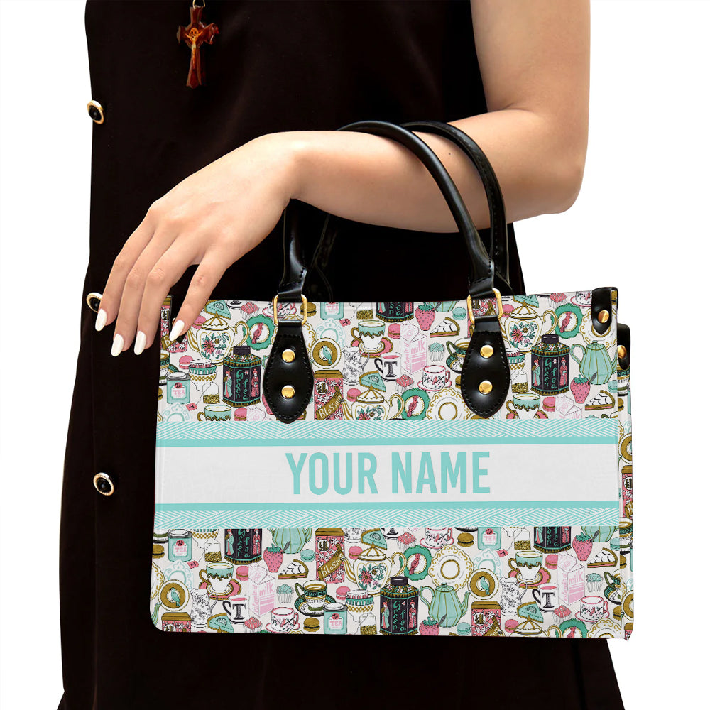 litzzy Personalized Tea Purse Leather Bag Handbag For Women leather bag Black  