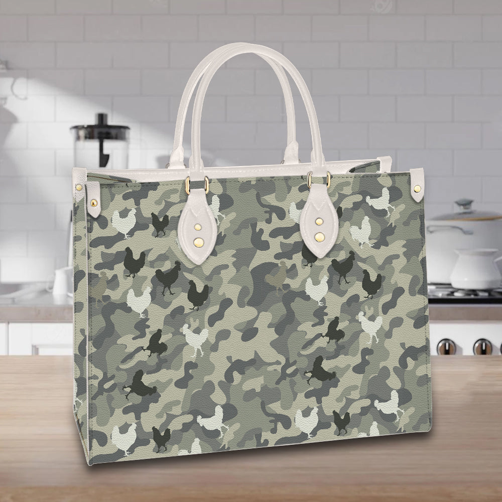 litzzy Personalized Chickens Purse Leather Bag Camo Handbag For Women leather bag   