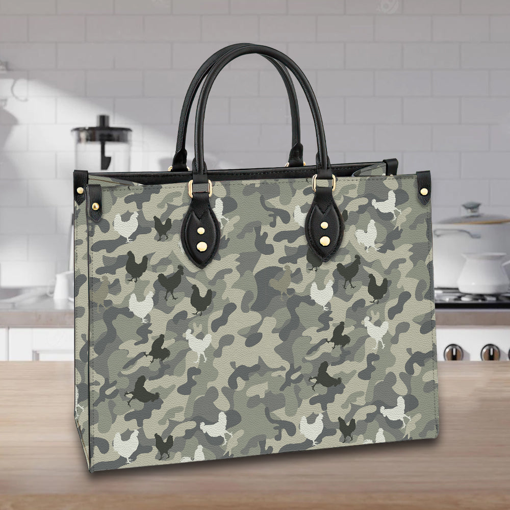litzzy Personalized Chickens Purse Leather Bag Camo Handbag For Women leather bag   