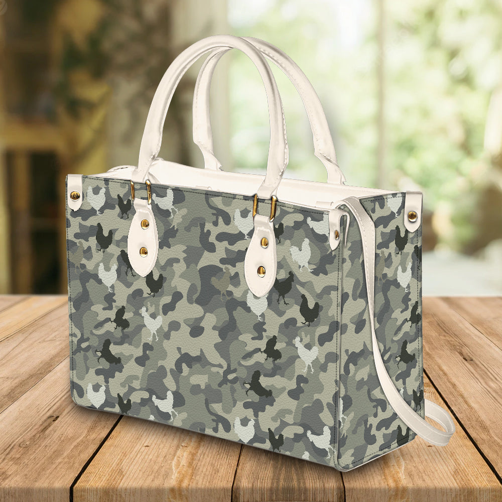 litzzy Personalized Chickens Purse Leather Bag Camo Handbag For Women leather bag   