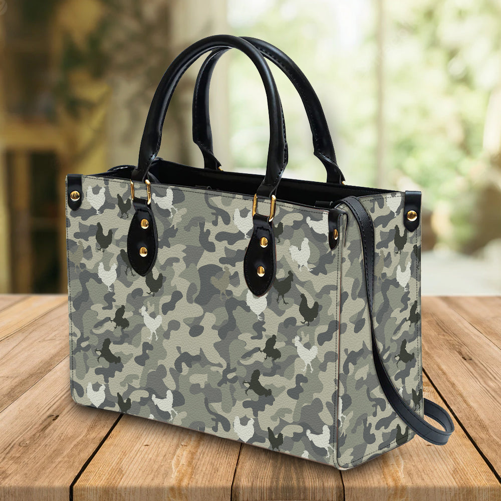 litzzy Personalized Chickens Purse Leather Bag Camo Handbag For Women leather bag   