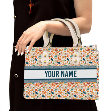 litzzy Personalized Book Autumn Leaves Purse Leather Bag Handbag For Woman leather bag White  