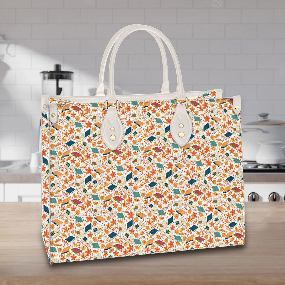 litzzy Personalized Book Autumn Leaves Purse Leather Bag Handbag For Woman leather bag   