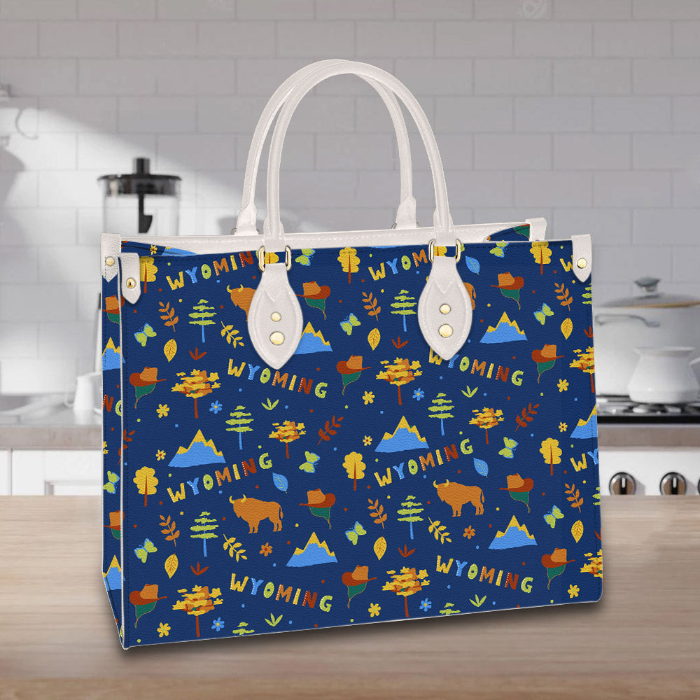 litzzy Personalized Wyoming State Purse Leather Bag Handbag For Women leather bag   