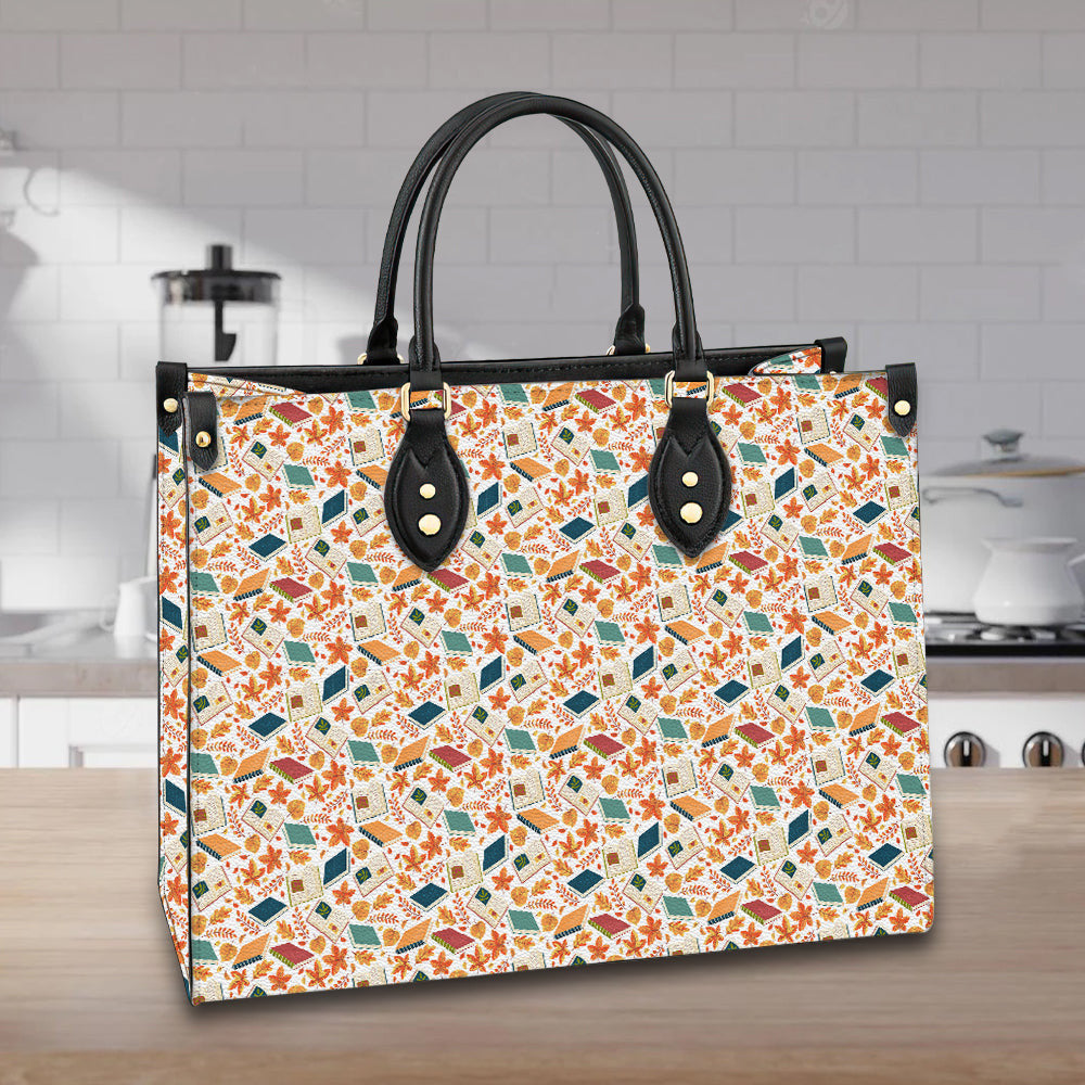 litzzy Personalized Book Autumn Leaves Purse Leather Bag Handbag For Woman leather bag   