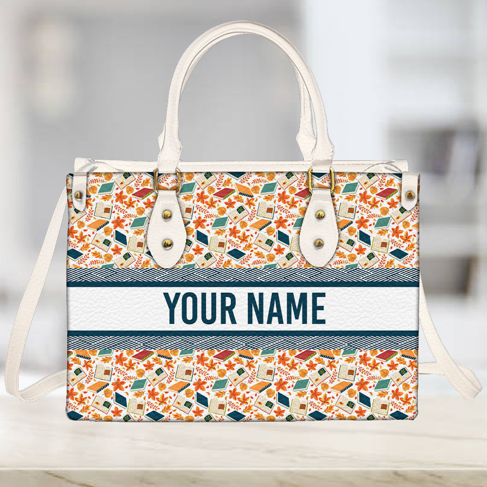 litzzy Personalized Book Autumn Leaves Purse Leather Bag Handbag For Woman leather bag   
