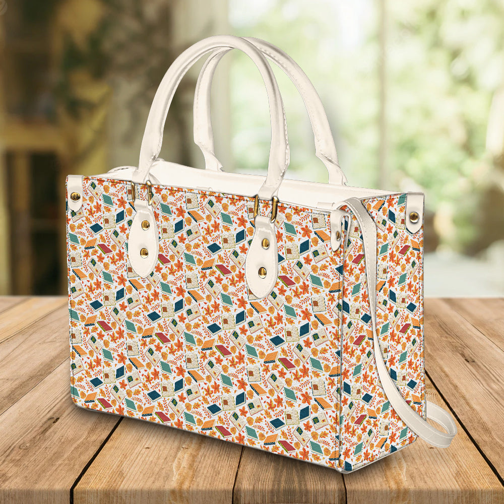 litzzy Personalized Book Autumn Leaves Purse Leather Bag Handbag For Woman leather bag   