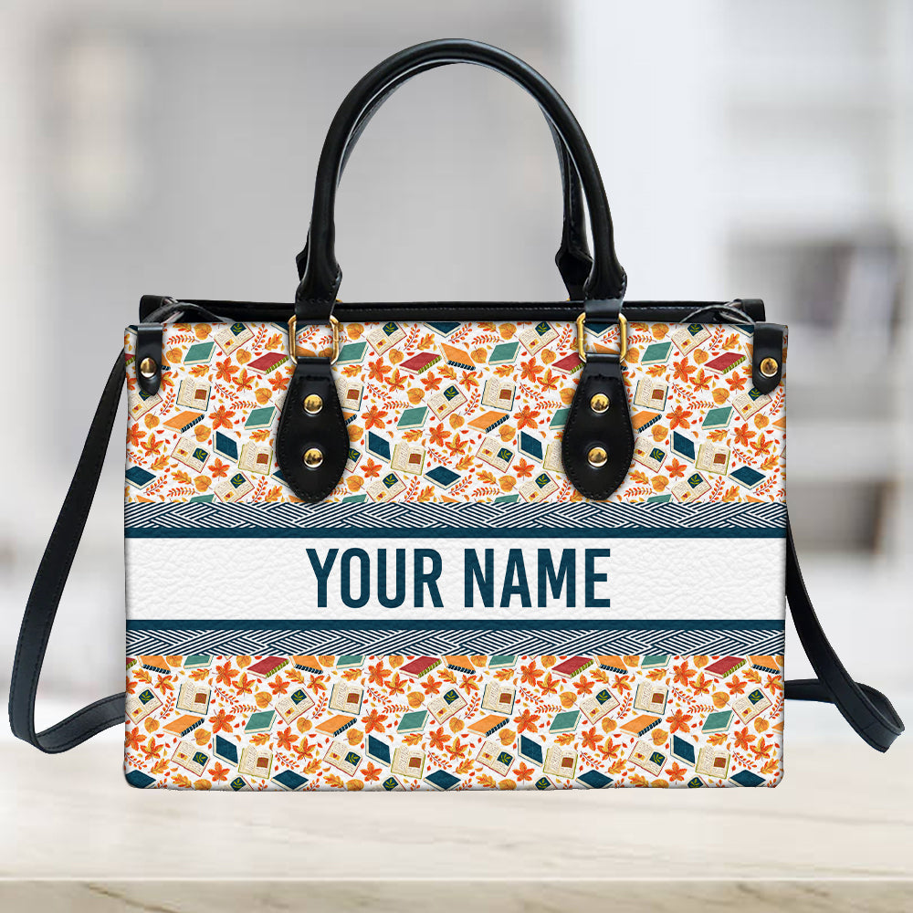litzzy Personalized Book Autumn Leaves Purse Leather Bag Handbag For Woman leather bag   