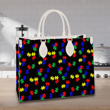 litzzy Personalized Autism Proud Mom Purse Leather Bag Handbag For Women leather bag   