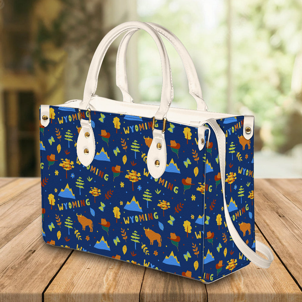 litzzy Personalized Wyoming State Purse Leather Bag Handbag For Women leather bag   