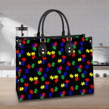 litzzy Personalized Autism Proud Mom Purse Leather Bag Handbag For Women leather bag   