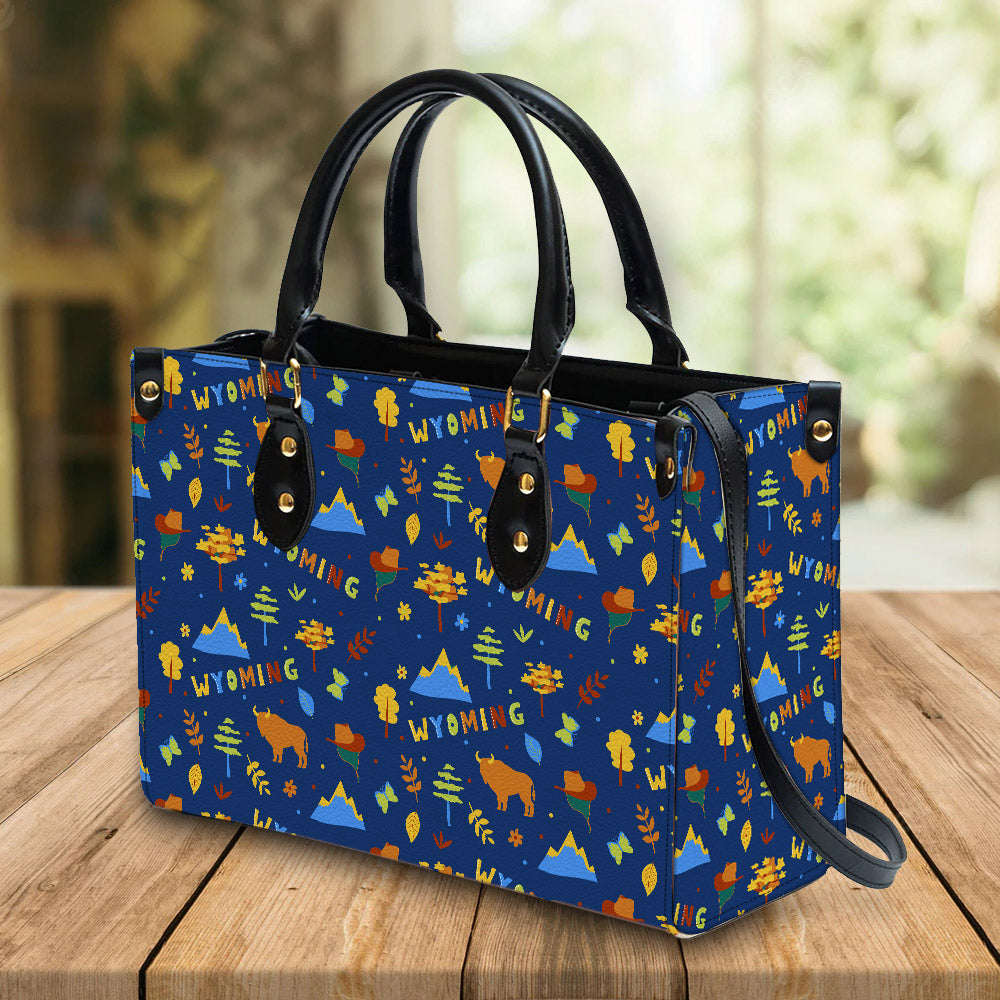 litzzy Personalized Wyoming State Purse Leather Bag Handbag For Women leather bag   