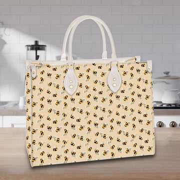 litzzy Personalized Bee Flower Leather Bag Handbag For Women leather bag   