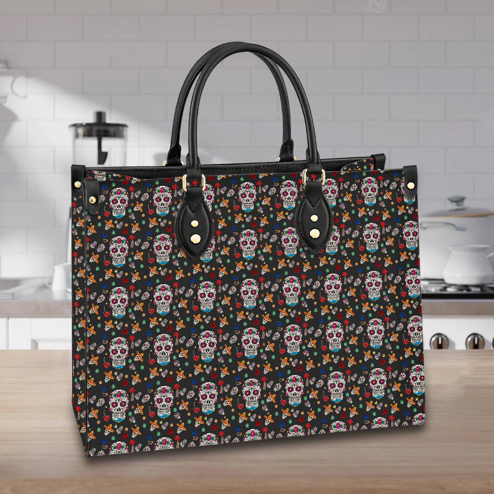 litzzy Personalized Sugar Skull Purse Leather Bag Handbag For Women leather bag   