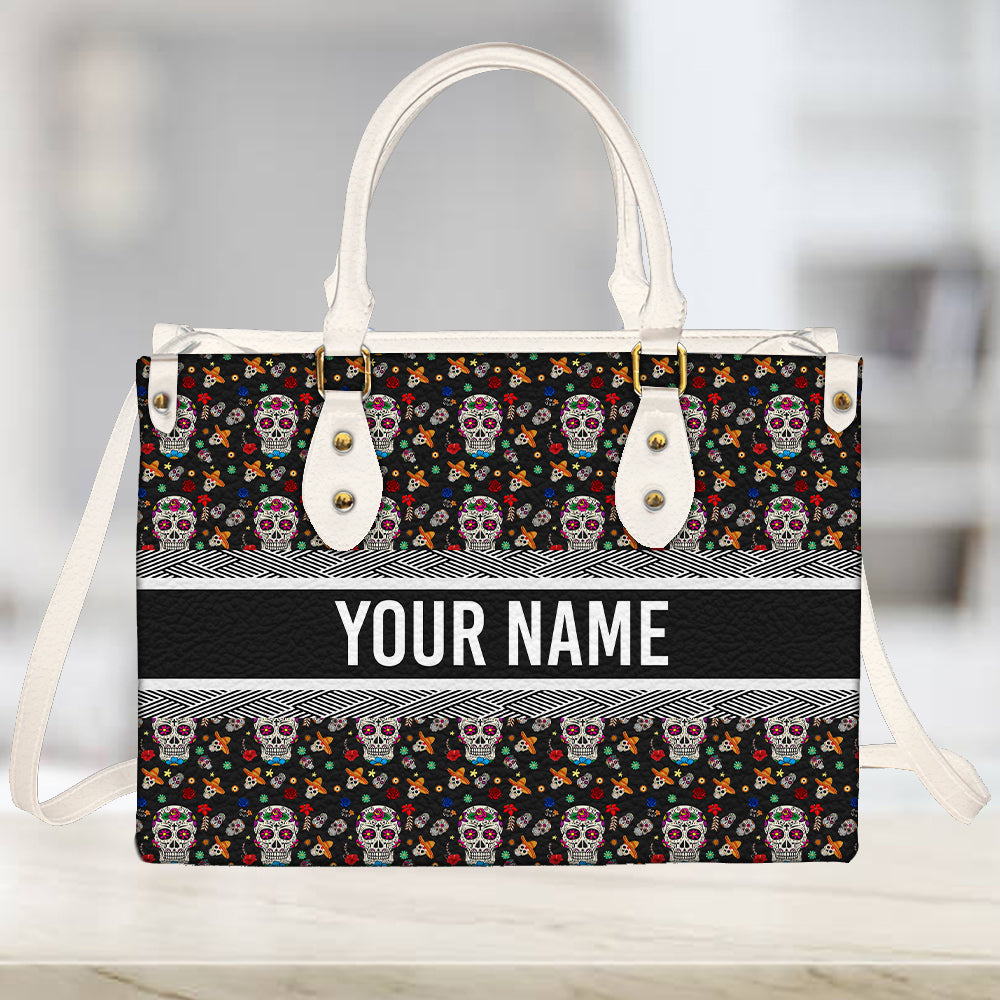 litzzy Personalized Sugar Skull Purse Leather Bag Handbag For Women leather bag   