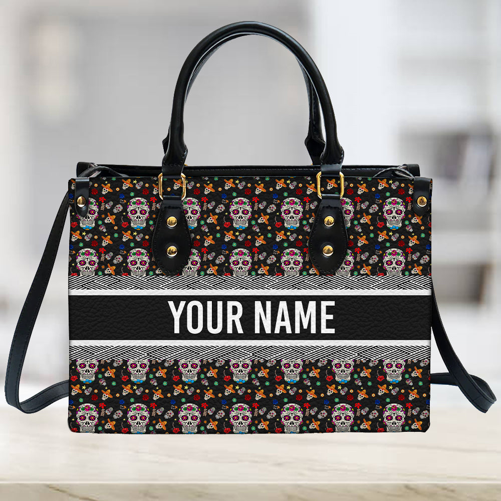 litzzy Personalized Sugar Skull Purse Leather Bag Handbag For Women leather bag   