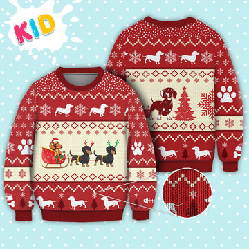 litzzy Dachshund Dog Reindeer Christmas Sweater Christmas Knitted Print Sweatshirt - Best Gift For Christmas, Noel Malalan Sweater 2022 Sweater Kid XS 