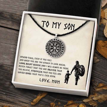 litzzy ShieldMaiden Mom To Son - Stand Tall Even If You Fall - Viking Compass Jewelry   