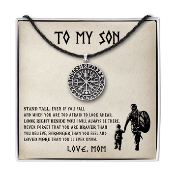 litzzy ShieldMaiden Mom To Son - Stand Tall Even If You Fall - Viking Compass Jewelry   