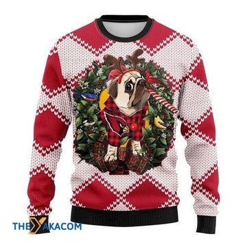 litzzy Arizona Cardinals Great Gift Pug Dog Christmas Ugly Sweater - Ugly Sweater Gift - Sweater All Over Print sweater Default Title  