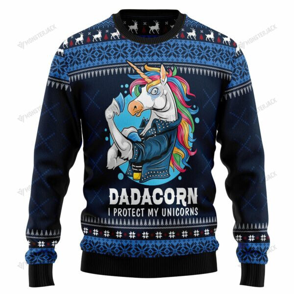litzzy UnicornSweater008 | Dadacorn Protector Of My Unicorns – Ugly Christmas Sweatshirt - Best Gift For Christmas, Noel Malalan - Christmas Signature sweater Ugly Sweaters Adult Size S 