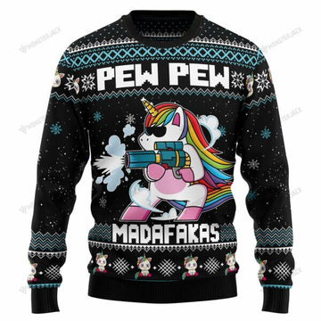 litzzy UnicornSweater000 | Unicorn Pew Pew – Ugly Christmas Sweatshirt - Best Gift For Christmas, Noel Malalan - Christmas Signature sweater Ugly Sweaters Adult Size S 