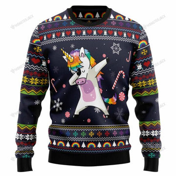 litzzy UnicornSweater003 | Unicorn Dab – Ugly Christmas Sweatshirt - Best Gift For Christmas, Noel Malalan - Christmas Signature sweater Ugly Sweaters Adult Size S 