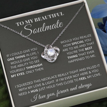 litzzy To My Beautiful Soulmate Necklace Gift - How Special You Are To Me - Litzzy Love Knot Necklace - Gifts For My Wife, Girlfriend Jewelry Love Knot Necklace Standard Box 