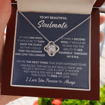 litzzy To My Beautiful Soulmate Necklace - Gift Find You Sooner And Love You Longer - Litzzy Love Knot Necklace - Gifts For My Wife, Girlfriend Jewelry Love Knot Necklace MAHOGANY LUXURY BOX ?? 