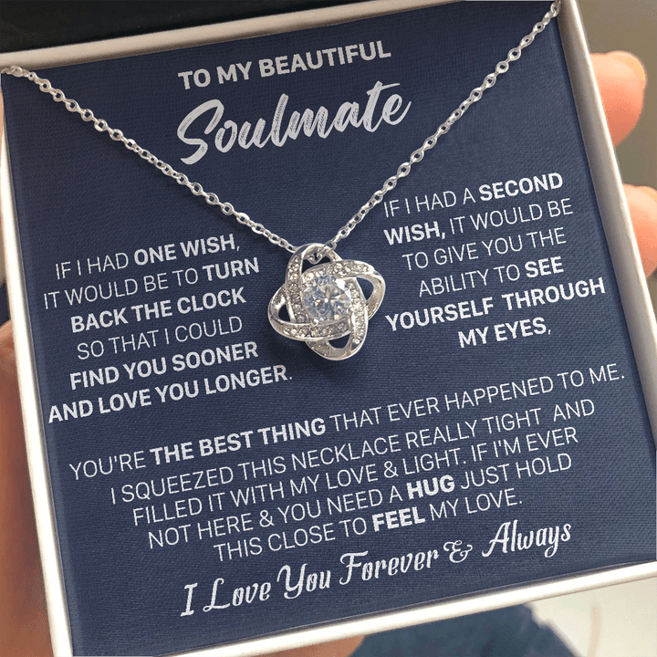 litzzy To My Beautiful Soulmate Necklace Gift - Find You Sooner And Love You Longer - Love Knot Necklace Gift For Wife, Girlfriend Jewelry Style 1 Two-Toned Gift Box 