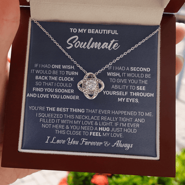 litzzy To My Beautiful Soulmate Necklace Gift - Find You Sooner And Love You Longer - Love Knot Necklace Gift For Wife, Girlfriend Jewelry Style 1 Mahogany Style Luxury Gift Box (w/LED) 