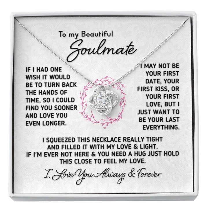 litzzy To My Beautiful Soulmate Necklace Gift - Find You Sooner And Love You Longer - Love Knot Necklace Gift For Wife, Girlfriend Jewelry Style 3 Two-Toned Gift Box 