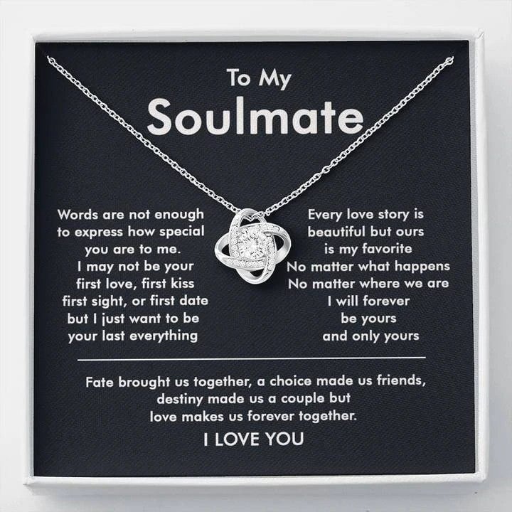 litzzy To My Beautiful Soulmate Necklace Gift - Find You Sooner And Love You Longer - Love Knot Necklace Gift For Wife, Girlfriend Jewelry Style 5 Two-Toned Gift Box 