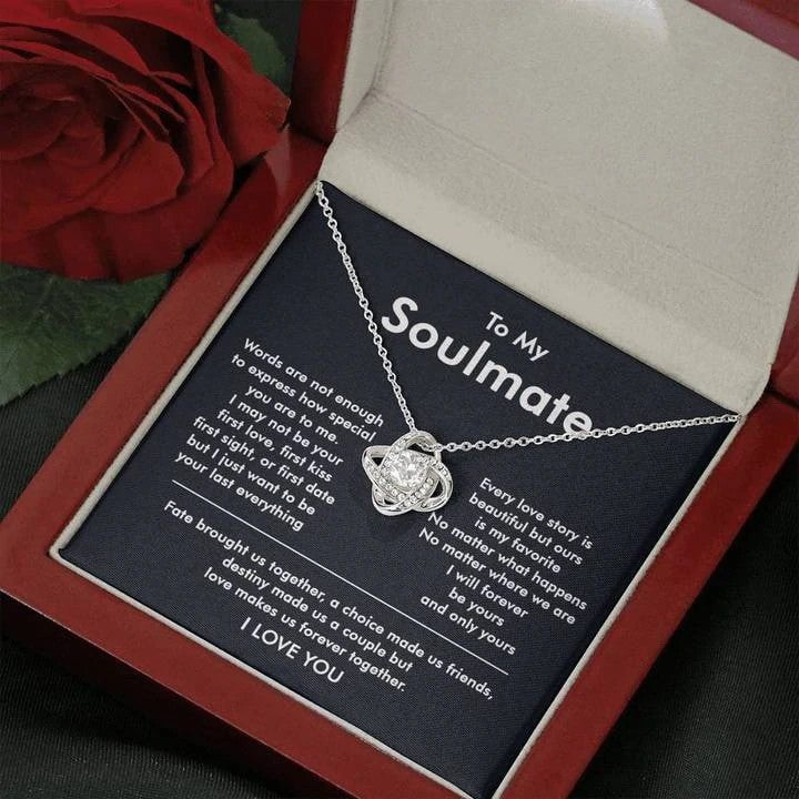 litzzy To My Beautiful Soulmate Necklace Gift - Find You Sooner And Love You Longer - Love Knot Necklace Gift For Wife, Girlfriend Jewelry Style 5 Mahogany Style Luxury Gift Box (w/LED) 
