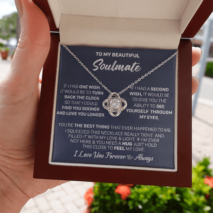 litzzy To My Beautiful Soulmate Necklace Gift - Find You Sooner And Love You Longer - Love Knot Necklace Gift For Wife, Girlfriend Jewelry   
