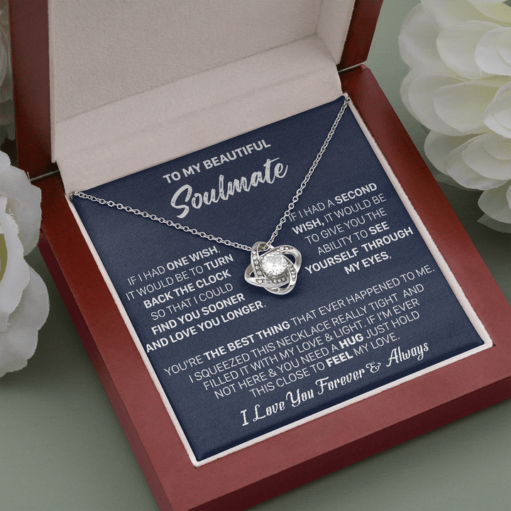litzzy To My Beautiful Soulmate Necklace Gift - Find You Sooner And Love You Longer - Love Knot Necklace Gift For Wife, Girlfriend Jewelry   